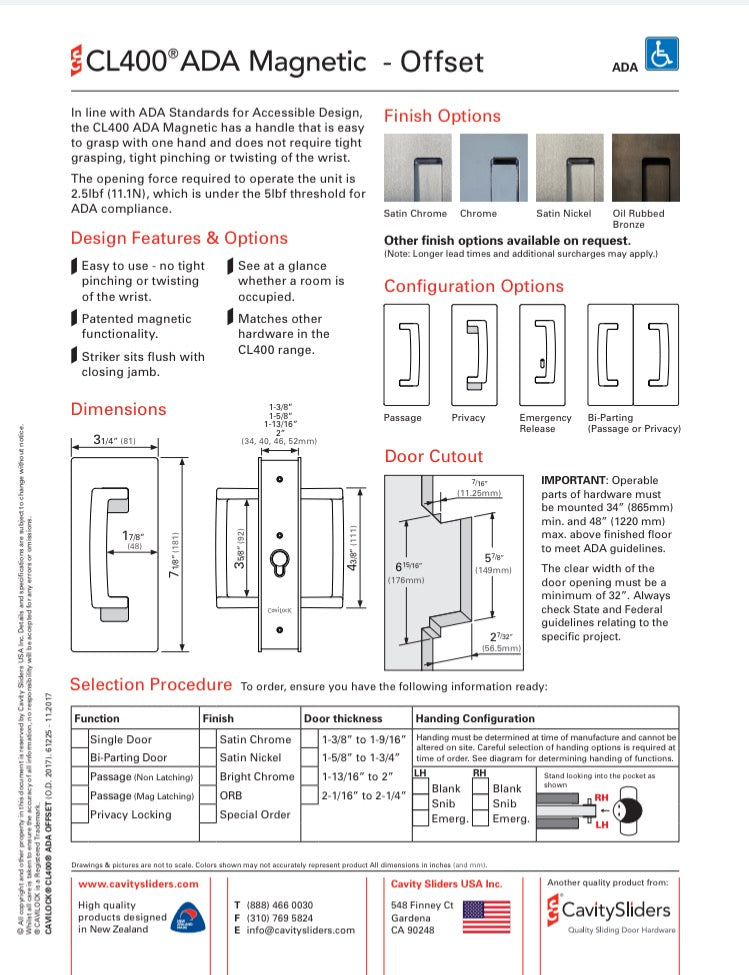 Cavilock CS CL406A ADA - Passage - Offset