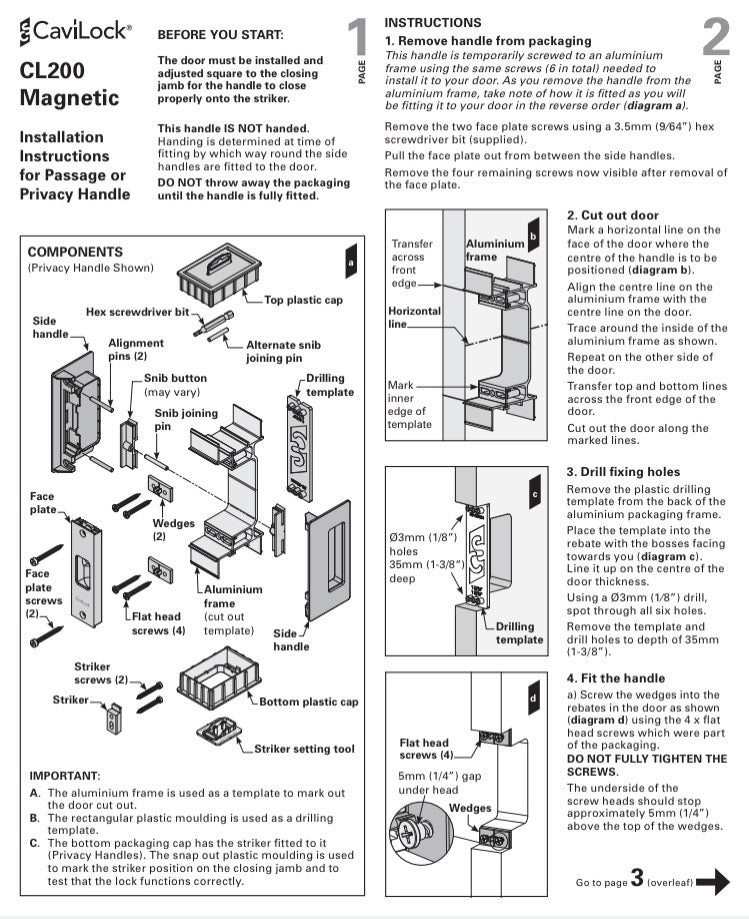 Cavilock CS CL205C - Bi-Parting Mate (to latch with privacy) [Magnetic Latch]