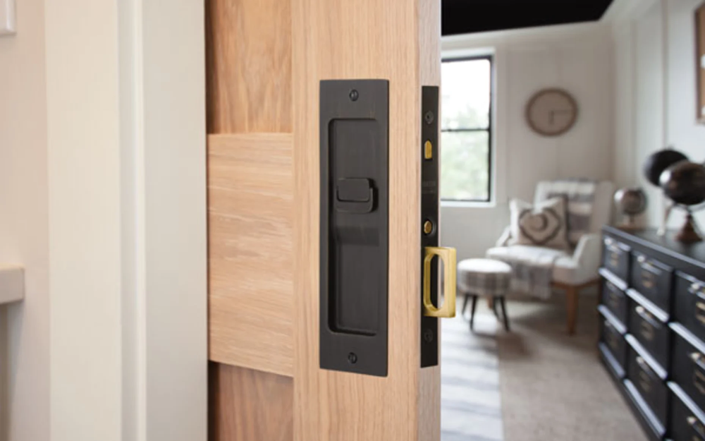 Rectangular Locks SANDCAST BRONZE RUSTIC MODERN RECTANGULAR POCKET DOOR MORTISE LOCK ...