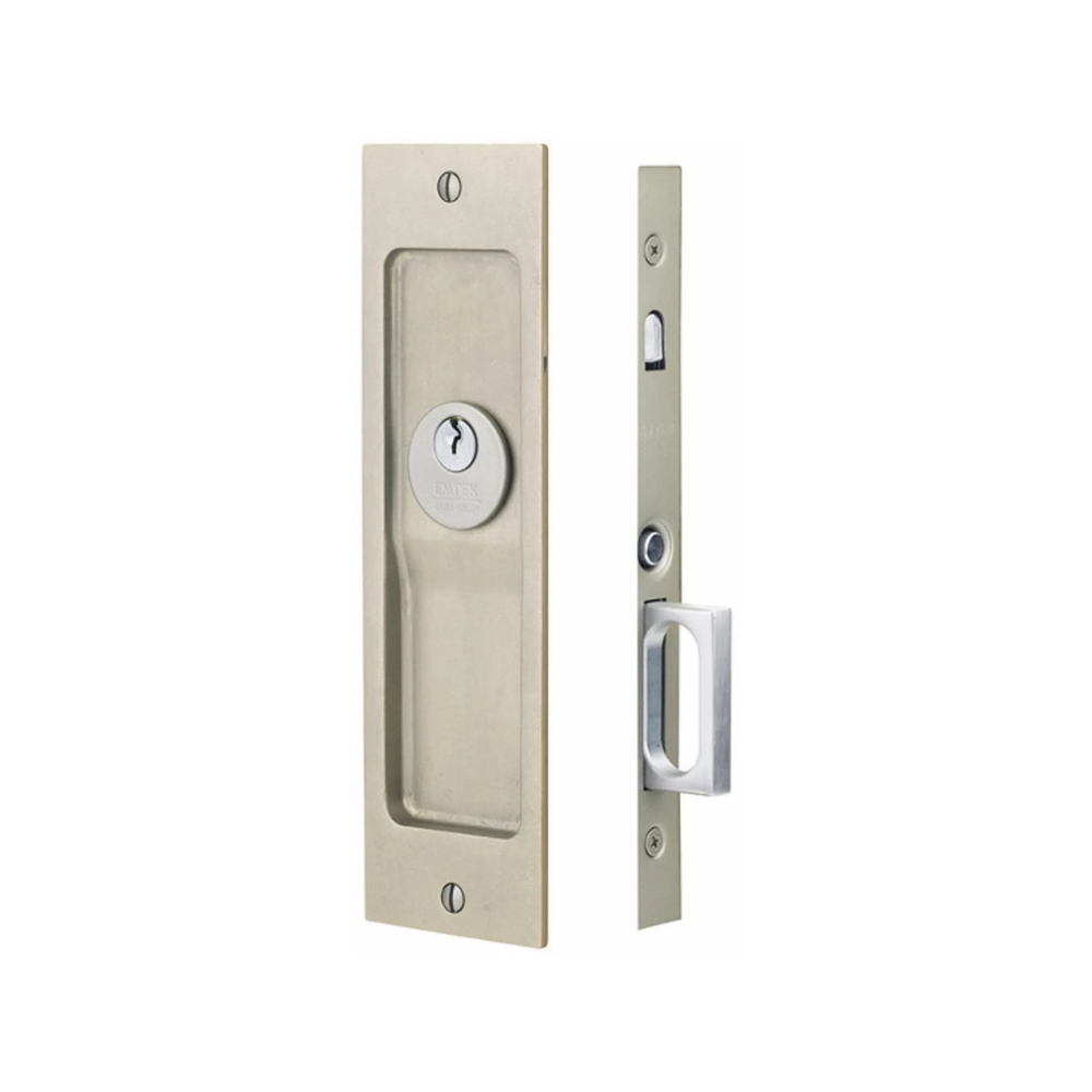 SANDCAST BRONZE RUSTIC MODERN RECTANGULAR POCKET DOOR MORTISE LOCK