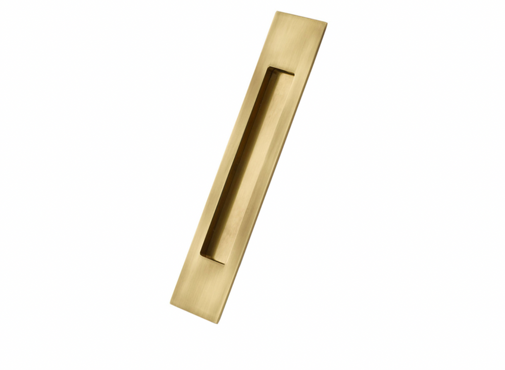 MODERN RECTANGULAR BRASS FLUSH 2"X7" PULL (220307)